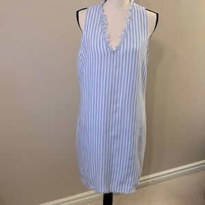 TOMMY BAHAMA MINI CABANA STRIPE SHIFT DRESS BLUE AND WHITE STRIPE SIZE LARGE